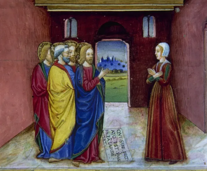 Framed Print : Jesus admonishes the adulteress to sin no more. Miniature Framed Print : Jesus admonishes the adulteress to sin no more. Miniature