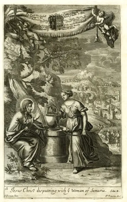 Framed Print : Jesus disputing with the woman of Samaria Framed Print : Jesus disputing with the woman of Samaria