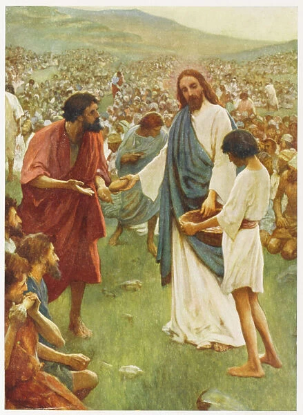 Jesus Feeds 5000. When a crowd of five thousand