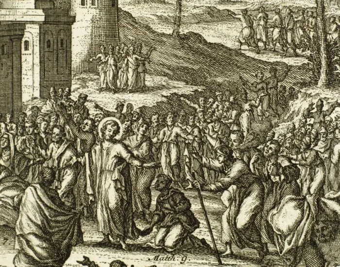 Framed Print : Jesus forgiving sins and healing a paralytic. Engraving Framed Print : Jesus forgiving sins and healing a paralytic. Engraving