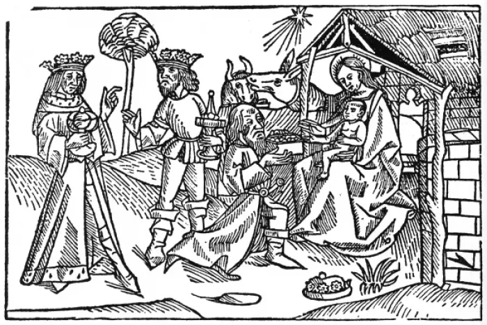 Framed Print : Jesus and Magi (Caxton) Framed Print : Jesus and Magi (Caxton)