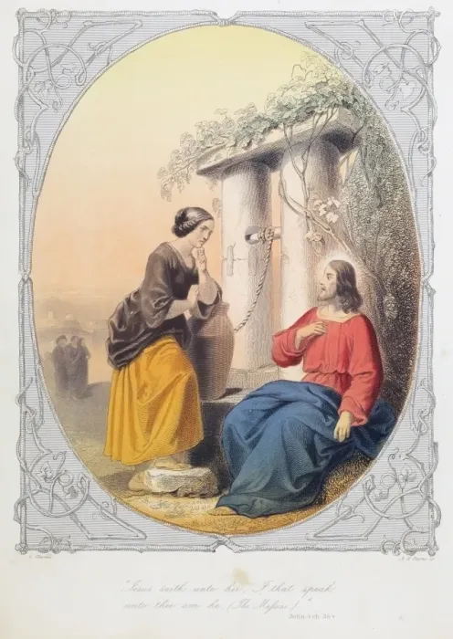 Framed Print : Jesus reveals his identity to the Samaritan Woman Framed Print : Jesus reveals his identity to the Samaritan Woman