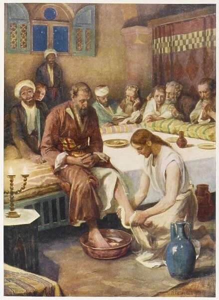 Jesus Washes Feet. Jesus washes the feet of his disciples