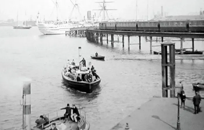 Framed Print : The Jetty, Portsmouth Harbour, Victorian period Framed Print : The Jetty, Portsmouth Harbour, Victorian period