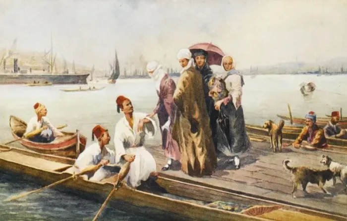 Framed Print : Jetty scene on the Golden Horn Framed Print : Jetty scene on the Golden Horn