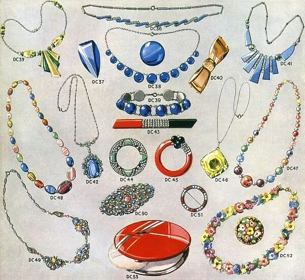 Jewellery 1933. Necklaces in crystal, paste, mirror