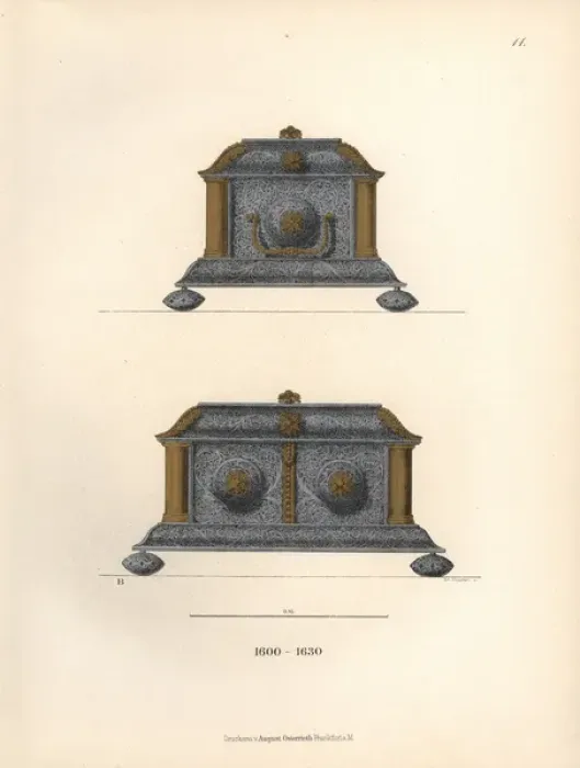 Framed Print : Jewelry box in filigree silverwork from the 17th century Framed Print : Jewelry box in filigree silverwork from the 17th century