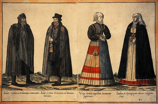 Jews in traditional dress. Engraving