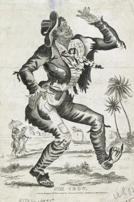 Framed Print : Jim Crow. Print shows African American man in tattered clothes walking Framed Print : Jim Crow. Print shows African American man in tattered clothes walking