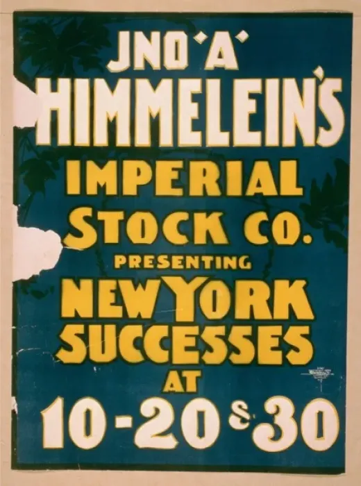Framed Print : Jno. A. Himmeleins Imperial Stock Co. presenting New York s Framed Print : Jno. A. Himmeleins Imperial Stock Co. presenting New York s