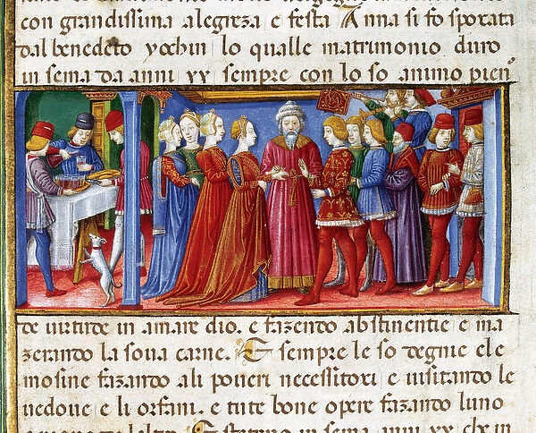 Joachim and Annes Wedding. Codex of Predis (1476). Italy