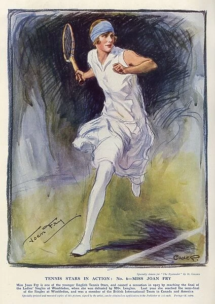 Joan Fry (1906 - 1985), from the Tennis Stars In Action series by H