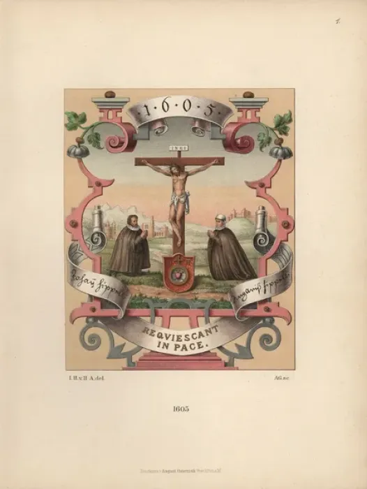 Framed Print : Johann Hipelli and his wife kneeling Framed Print : Johann Hipelli and his wife kneeling