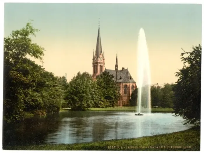 Framed Print : Johanna Park and Lutheran church, Leipsig (i. e. Leipzig), S Framed Print : Johanna Park and Lutheran church, Leipsig (i. e. Leipzig), S