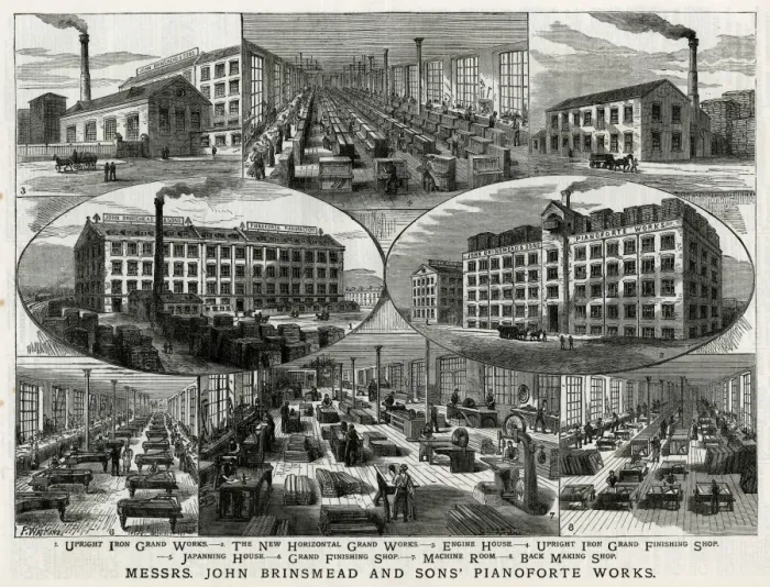 Framed Print : John Brinsmead & Sons Pianoforte works 1883 Framed Print : John Brinsmead & Sons Pianoforte works 1883