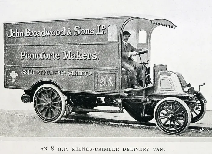 Framed Print : John Broadwood and Sons 8 HP Milnes Daimler van, early 1900s Framed Print : John Broadwood and Sons 8 HP Milnes Daimler van, early 1900s