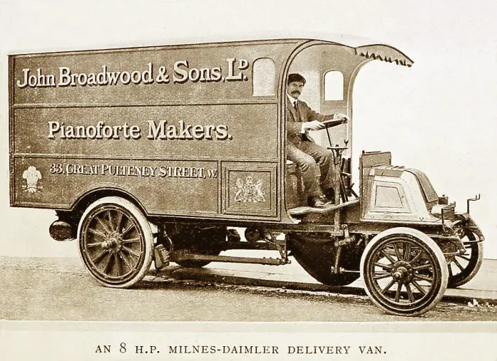 Framed Print : John Broadwood and Sons 8 HP Milnes Daimler van, early 1900s Framed Print : John Broadwood and Sons 8 HP Milnes Daimler van, early 1900s