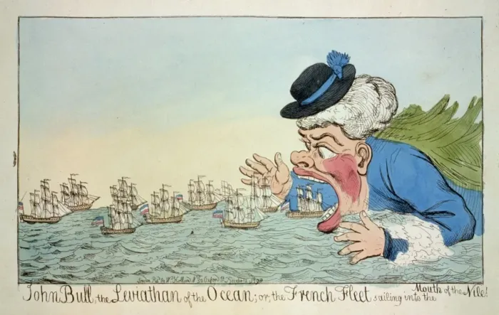 Framed Print : John Bull, the leviathan of the ocean; or, the French fleet Framed Print : John Bull, the leviathan of the ocean; or, the French fleet