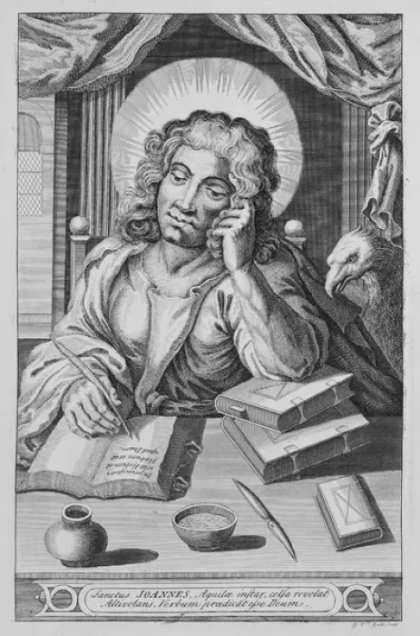 Framed Print : John the Evangelist writing the gospels Framed Print : John the Evangelist writing the gospels