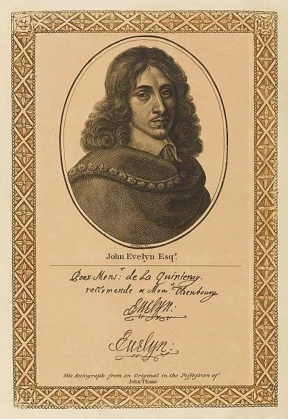 John Evelyn. JOHN EVELYN writer, diarist and town planner with his autograph