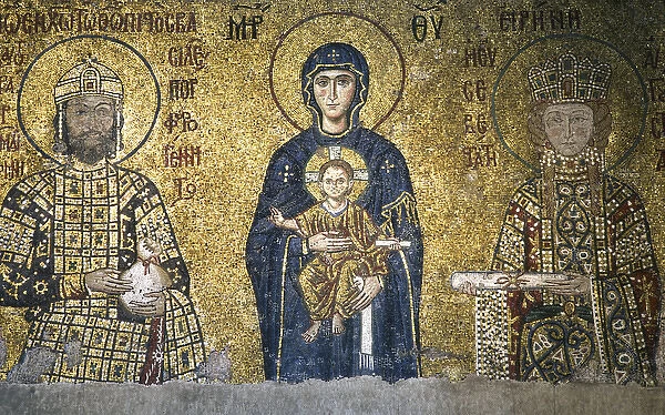 John II Comnenos and Empress Irene. Mosaic