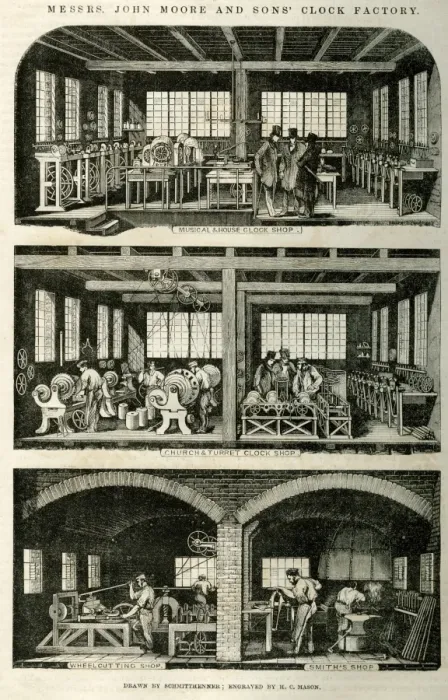 Framed Print : John Moore & Sons Clock Factory Framed Print : John Moore & Sons Clock Factory