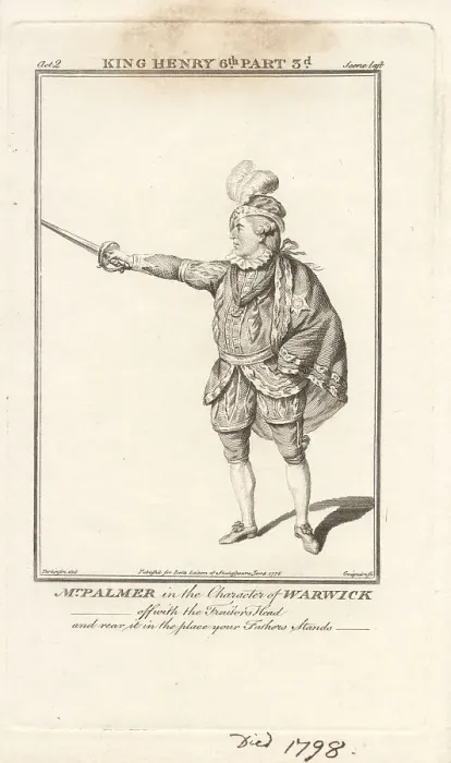 Framed Print : John Palmer as the Earl of Walwick in King Henry VI, Part 3 Framed Print : John Palmer as the Earl of Walwick in King Henry VI, Part 3
