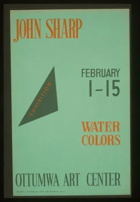 Framed Print : John Sharp - exhibition, February 1-15, water colors, Ottumw Framed Print : John Sharp - exhibition, February 1-15, water colors, Ottumw