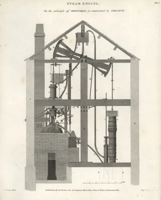 Framed Print : John Smeatons steam engine, 19th century Framed Print : John Smeatons steam engine, 19th century