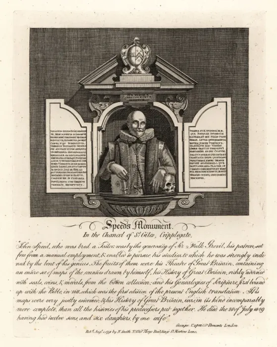 Framed Print : John Speeds monument in the chancel of St. Giles Framed Print : John Speeds monument in the chancel of St. Giles