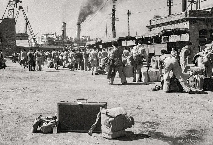 Framed Print : John's few cases ready to load on troop ship Ormonde from Naples to demob in England at Helmsley Polish Resettlement Camp Date: 1947 Framed Print : John's few cases ready to load on troop ship Ormonde from Naples to demob in England at Helmsley Polish Resettlement Camp Date: 1947