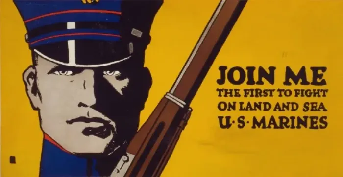 Framed Print : Join me - the first to fight on land and sea - US Marines Framed Print : Join me - the first to fight on land and sea - US Marines