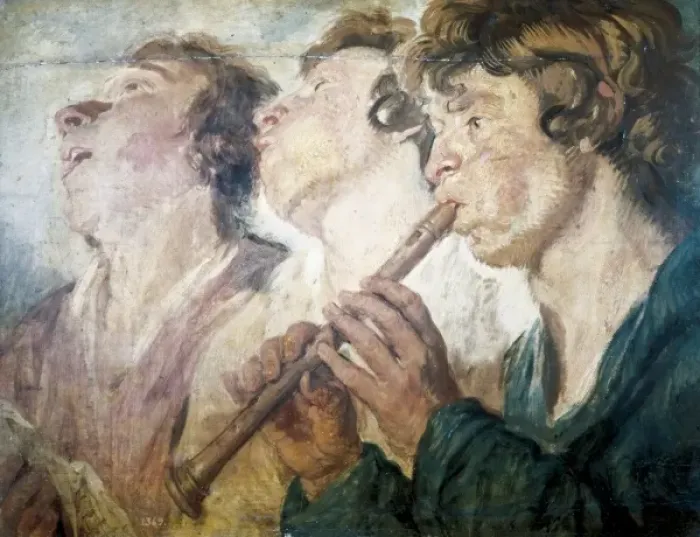 Framed Print : JORDAENS, Jacob (1593-1678). Three Street Musicians Framed Print : JORDAENS, Jacob (1593-1678). Three Street Musicians