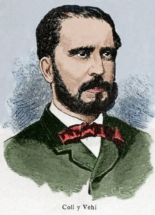 Framed Print : Jose Coll Vehi (1823 -1876). Engraving. Colored Framed Print : Jose Coll Vehi (1823 -1876). Engraving. Colored