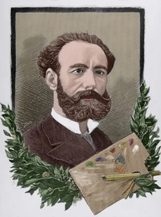 Framed Print : Jose Maria Casado del Alisal (1832-1886). Engraving. Colored Framed Print : Jose Maria Casado del Alisal (1832-1886). Engraving. Colored