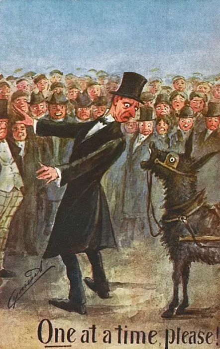 Framed Print : Joseph Chamberlain answering his critics - Satirical cartoon Framed Print : Joseph Chamberlain answering his critics - Satirical cartoon