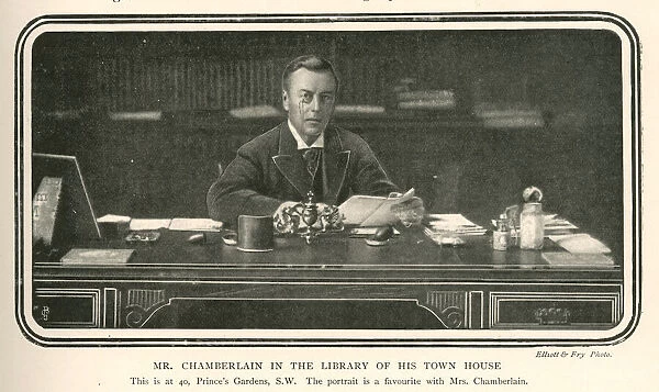 Joseph Chamberlain in his Library, Princes Gardens, London
