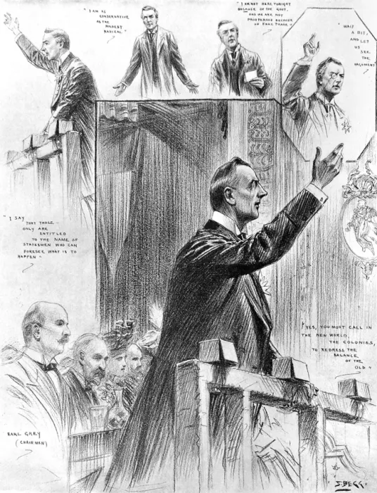 Framed Print : Joseph Chamberlain MP at the Olympia Hall, 20th October 1903 Framed Print : Joseph Chamberlain MP at the Olympia Hall, 20th October 1903