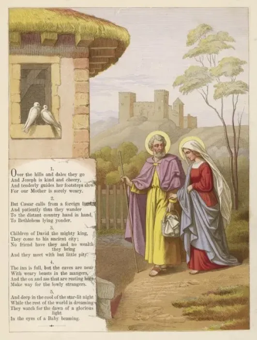 Framed Print : Joseph & Mary at Stable Framed Print : Joseph & Mary at Stable