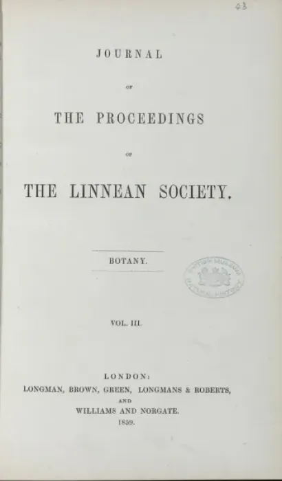 Framed Print : Journal of the Proceedings of the Linnean Society - title pa Framed Print : Journal of the Proceedings of the Linnean Society - title pa