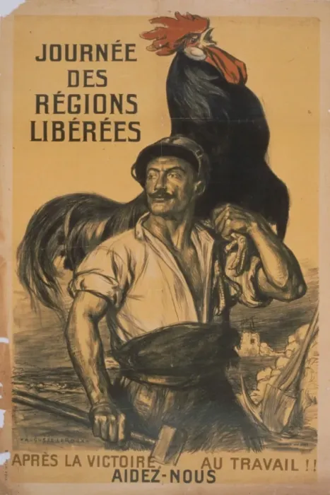 Framed Print : Journee des Regions Liberees. Apres la victoire, au travail Framed Print : Journee des Regions Liberees. Apres la victoire, au travail