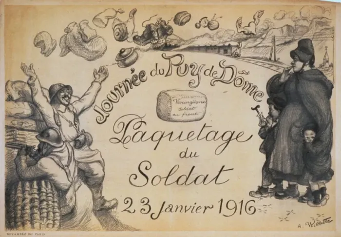 Framed Print : Journee du Puy de Dome. Paquetage du soldat. 23 janvier 1916 Framed Print : Journee du Puy de Dome. Paquetage du soldat. 23 janvier 1916