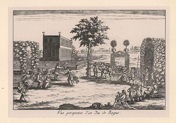 Jousting at a ring (jeu de Bague) at a village