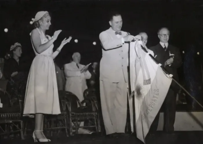 Framed Print : Juan and Eva Peron at Pan American Games Framed Print : Juan and Eva Peron at Pan American Games
