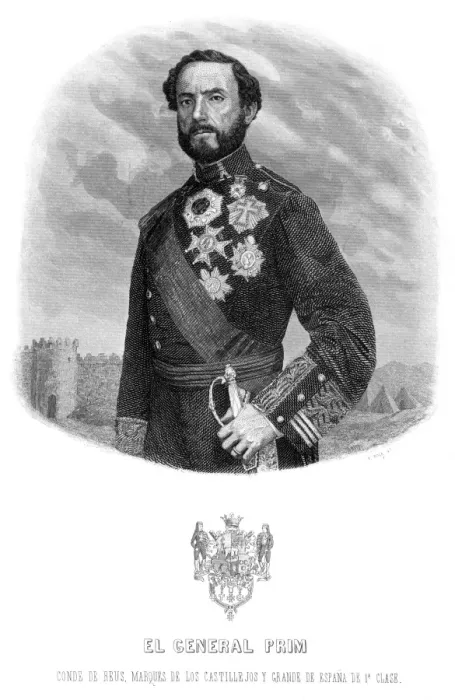 Framed Print : JUAN PRIM Y PRATS, marques de los Castillejos Spanish soldier and statesman Date Framed Print : JUAN PRIM Y PRATS, marques de los Castillejos Spanish soldier and statesman Date