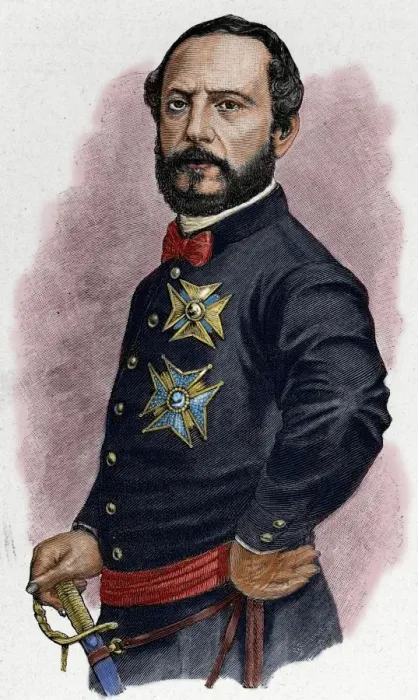 Framed Print : Juan Prim (1814-1870). Engraving. Colored Framed Print : Juan Prim (1814-1870). Engraving. Colored