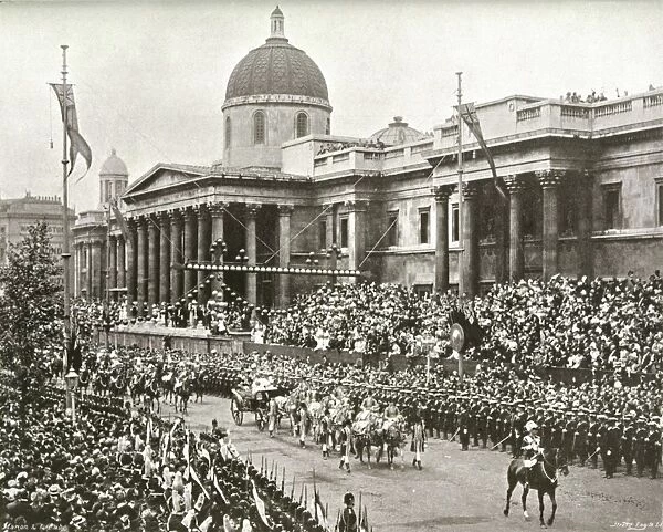 JUBILEE 1897. Her Diamond Jubilee procession passes the National Gallery