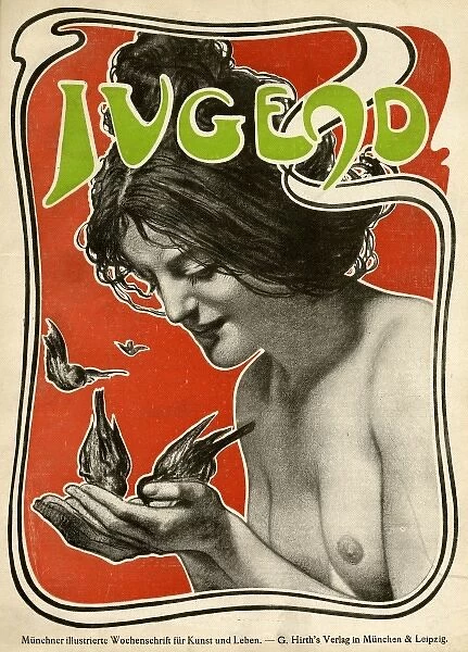 Jugend front cover, naked woman feeding birds