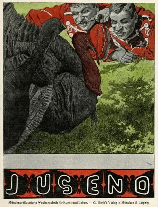 Framed Print : Jugend front cover, two soldiers with poultry Framed Print : Jugend front cover, two soldiers with poultry