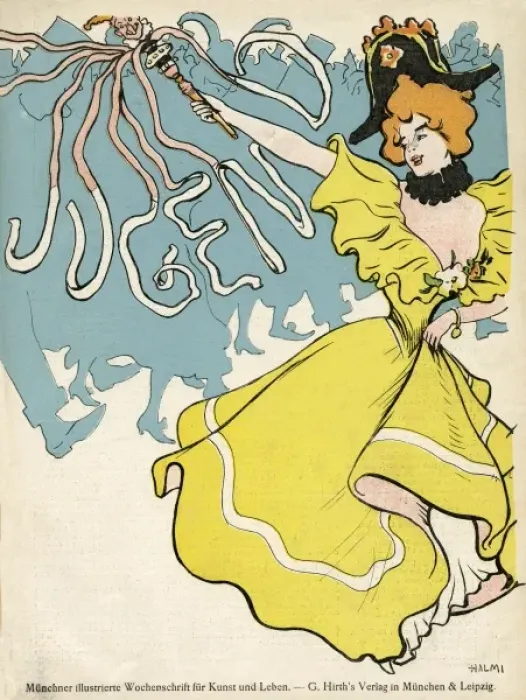 Framed Print : Jugend front cover, woman in a yellow dress Framed Print : Jugend front cover, woman in a yellow dress